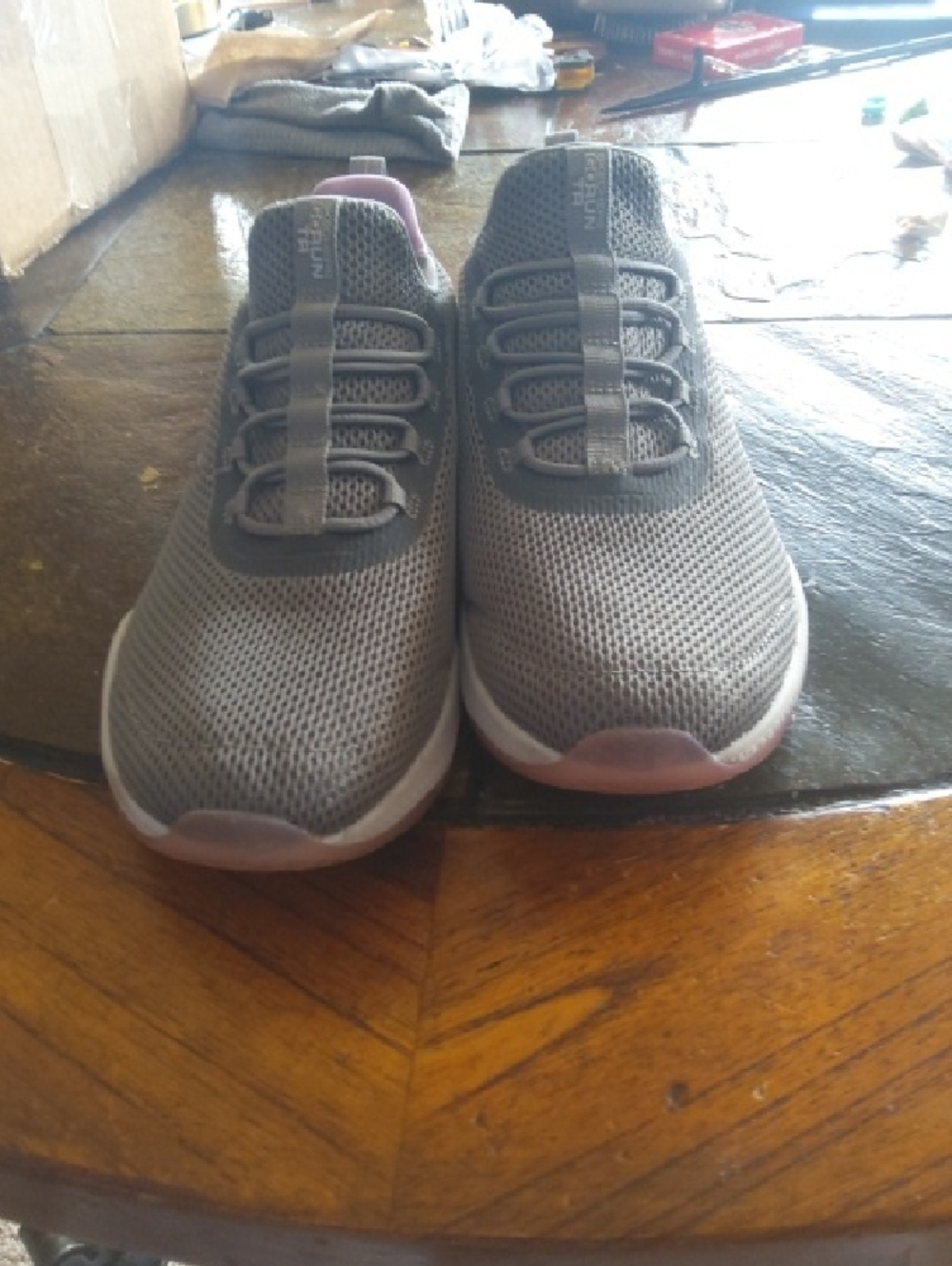Skechers Women's Gray with Pink Accent Slip-On Athletic Shoes - Picture 2 of 4